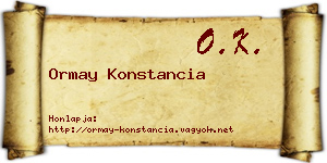 Ormay Konstancia névjegykártya